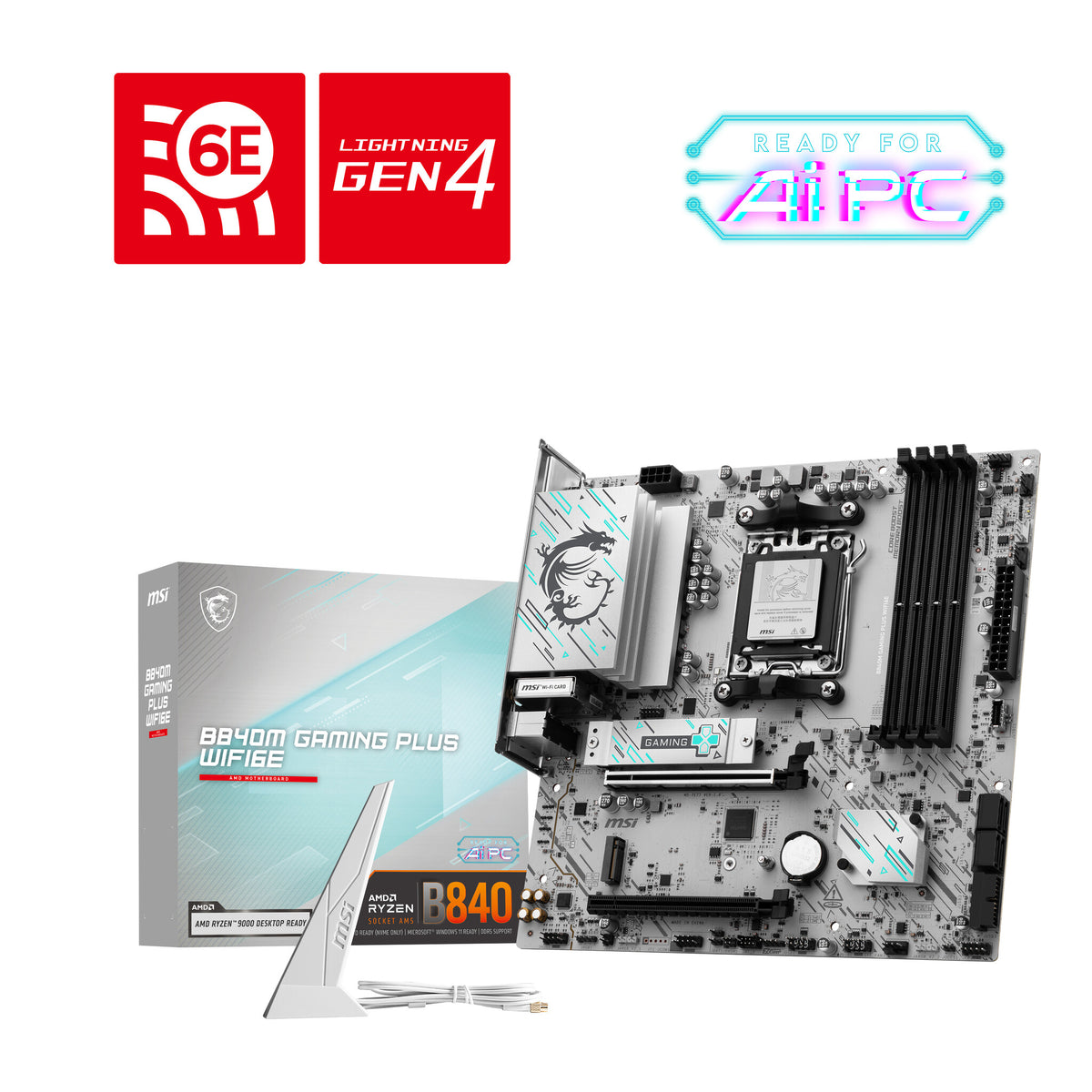 MSI B840M GAMING PLUS WIFI6E bundkort AMD B840 Sokkel AM5 micro ATX