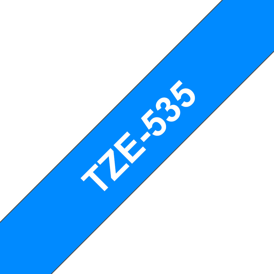 Brother TZE-535 etiketbånd Hvid på blå