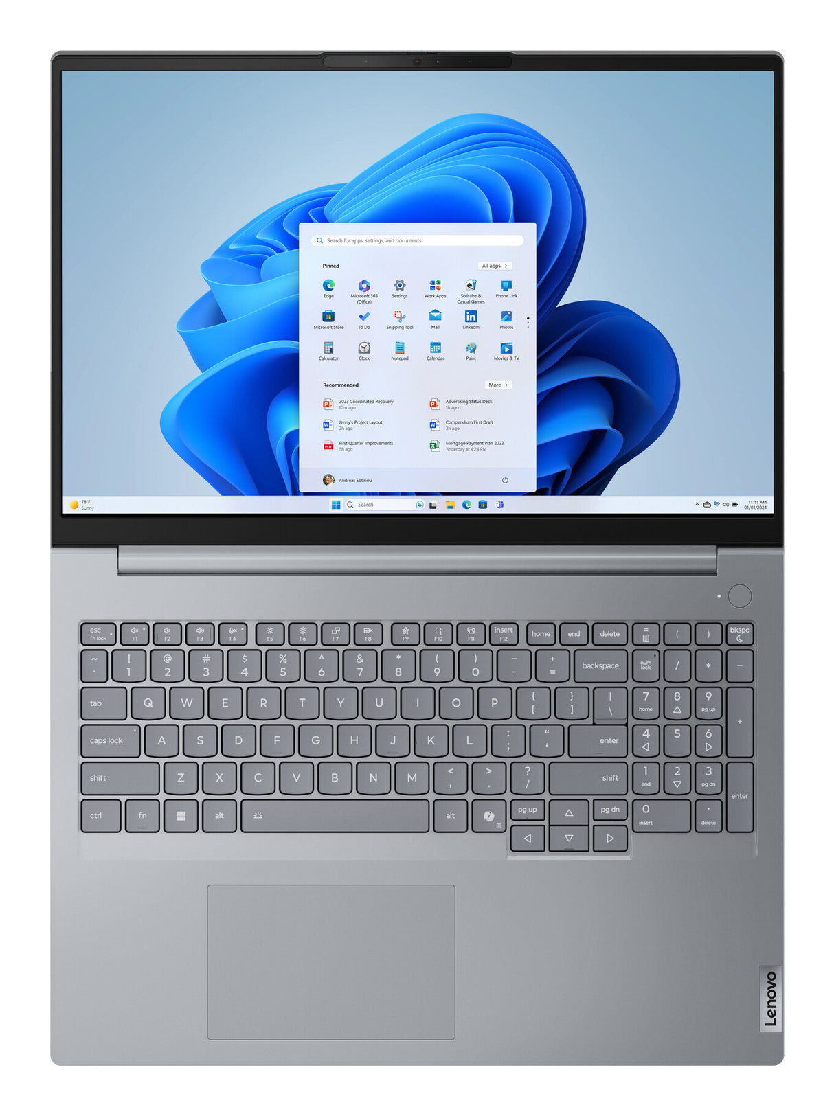 Lenovo ThinkBook 16 G8 IAL Intel Core Ultra 9 185H Laptop 40,6 cm (16") WUXGA 16 GB DDR5-SDRAM 512 GB SSD Wi-Fi 6E (802.11ax) Windows 11 Pro Engelsk Grå