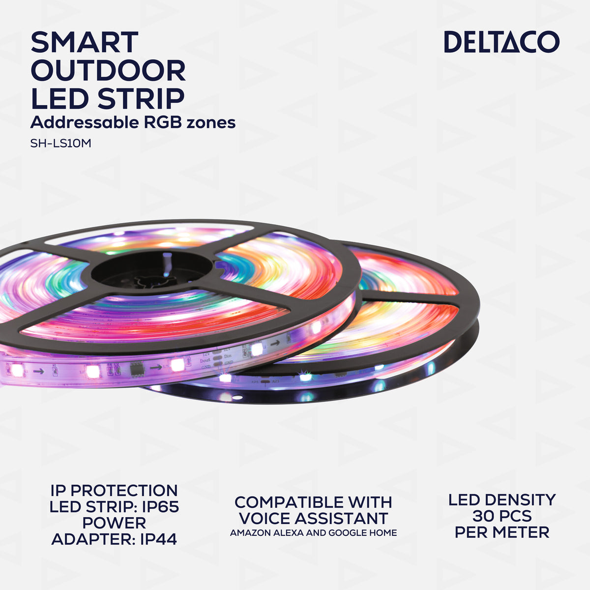 Deltaco Udendørs smart LED-stribe, RGB, 10 m (2 x 5 m)