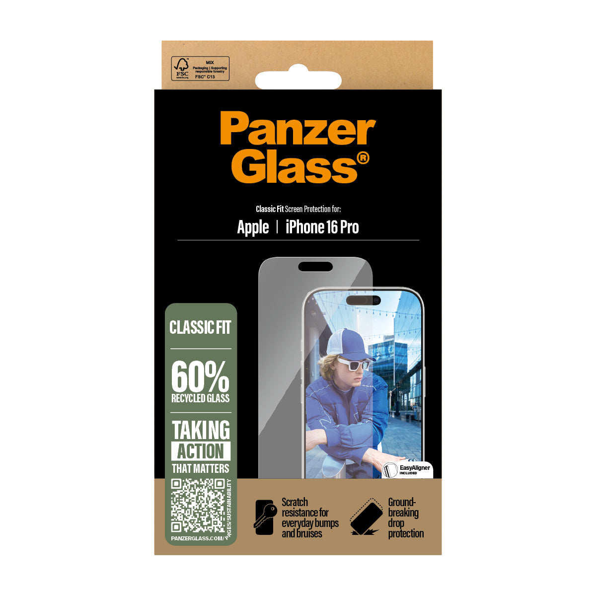 PanzerGlass Screen Protector iPhone 16 Pro  - Classic Fit