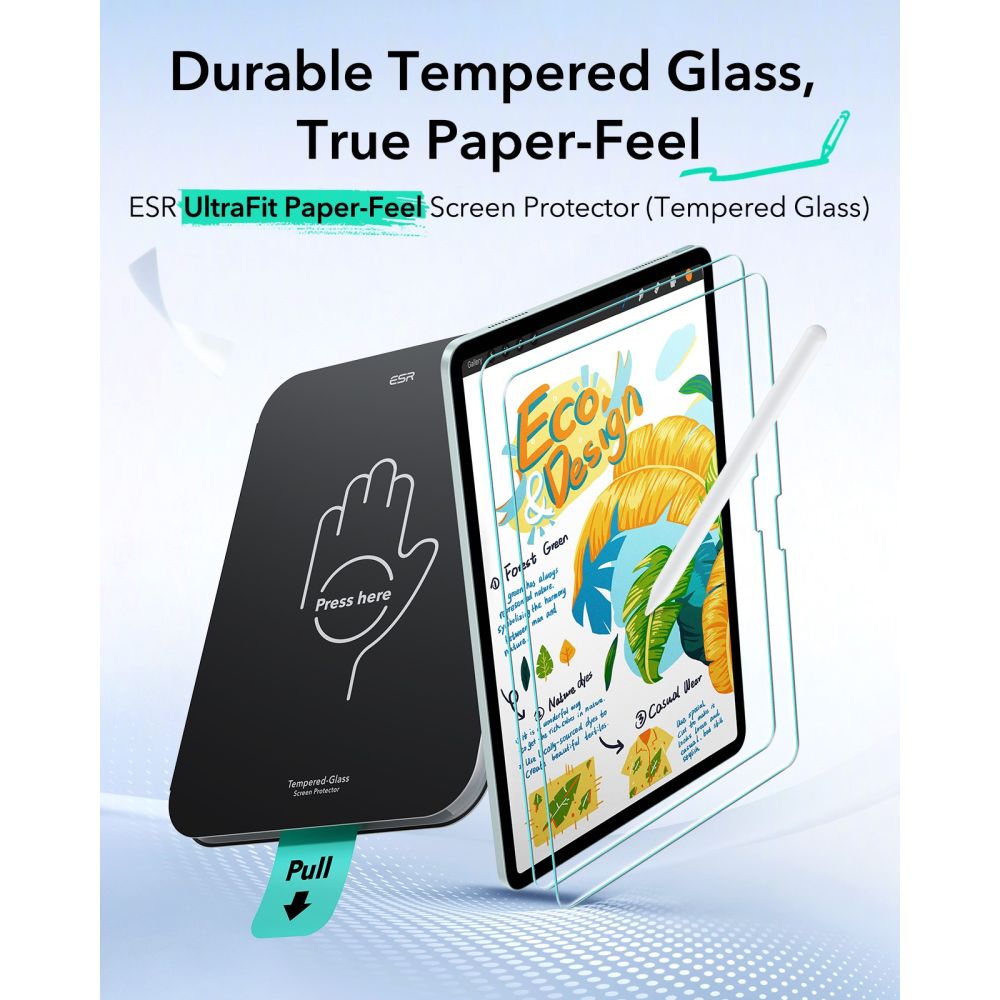 Hærdet Glas Esr Papir Feel 2 Pack Ipad Air 10,9” 4/5 / 2020 2022 / 11” 6/7/8 / 2024 2026 Klar