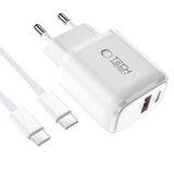 Tech Protect Nca30 2 Port Netværksopladder Pd 30 W / Qc3.0 + Type C Kabel Hvid
