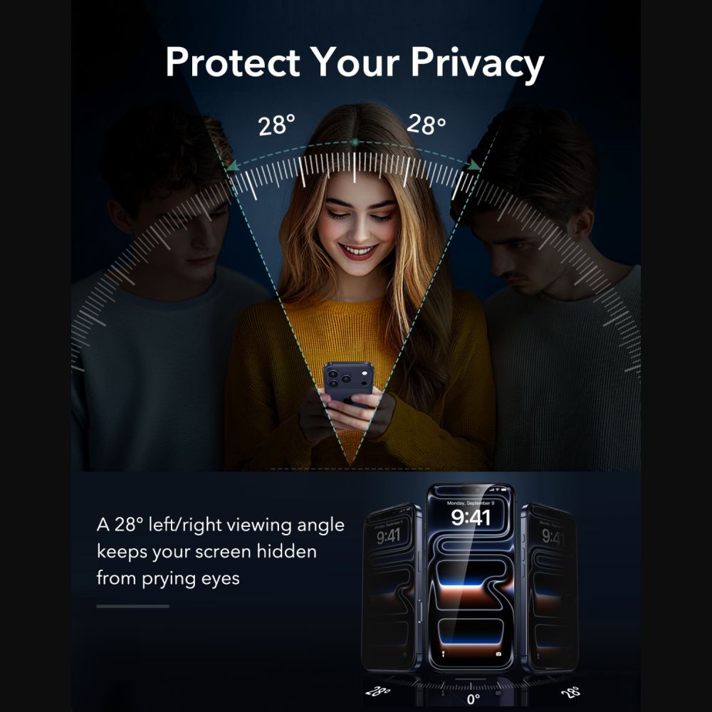 Privacyglas Esr Ultrafit Armorite Hærdet Glas 2 Pack Iphone 18 Pro Privacy
