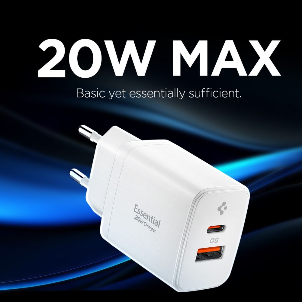 Spigen Essential Ee202 Eu 2 Ports Netværksopladder 20 W Hvid
