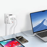 Tech Protect Pcl3 X4 Strømstikkontakt 2 Usb & 2 Type C & 3 Stikkontakt Hvid