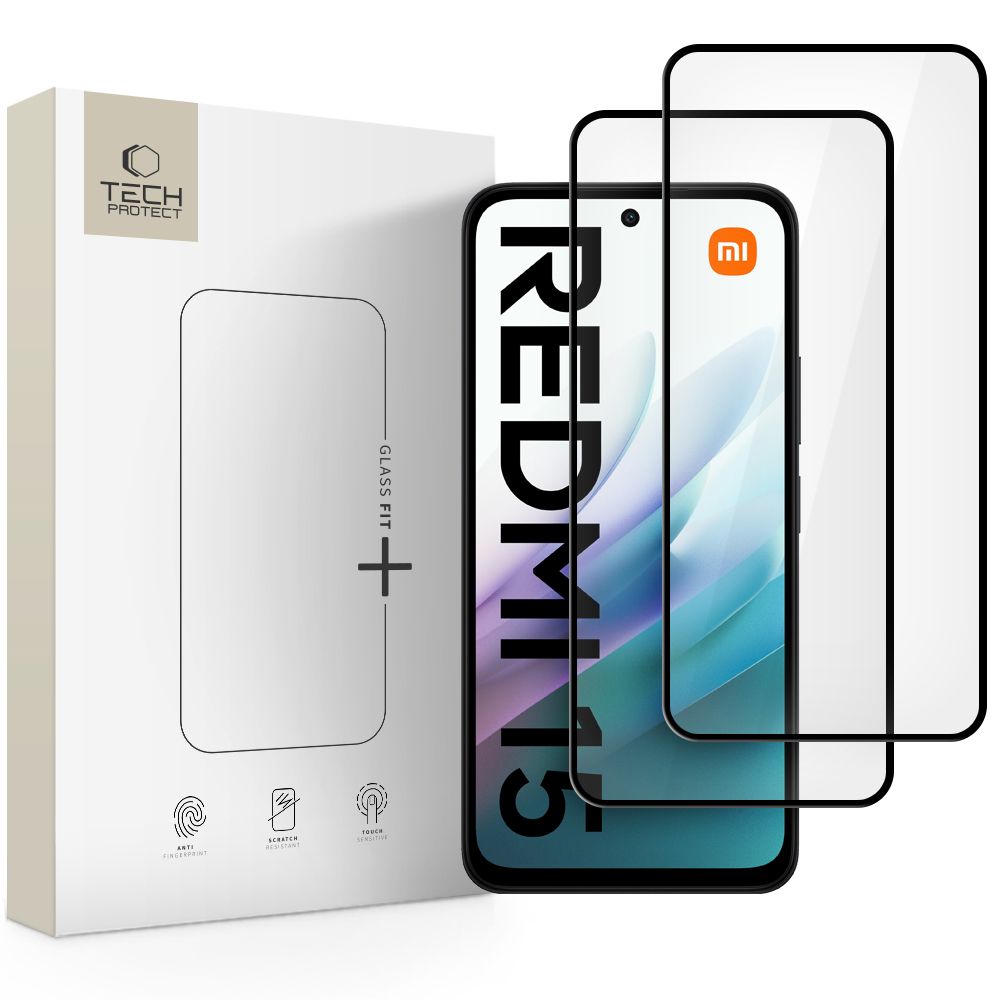 Hærdet Glas Tech Protect Glass Fit+ 2 Pack Xiaomi Redmi 15 4 G / 5 G Sort