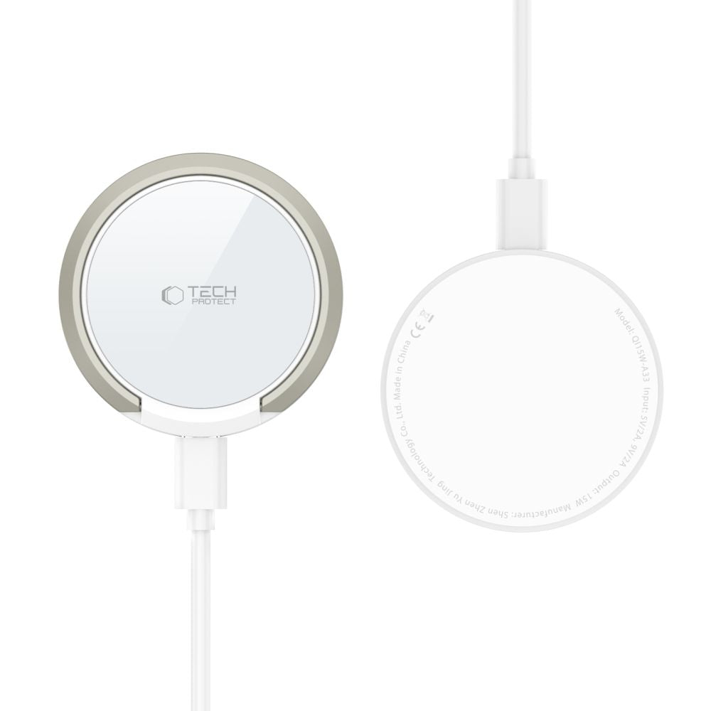 Tech Protect Qi15 W A33 Magnetisk Magsafe Trådløs Opladder Hvid