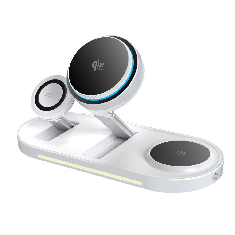 Tech Protect A51 Arcticboost 3 I 1 Magnetisk Mag Safe Trådløs Oplader 25 W Qi2.2 Hvid