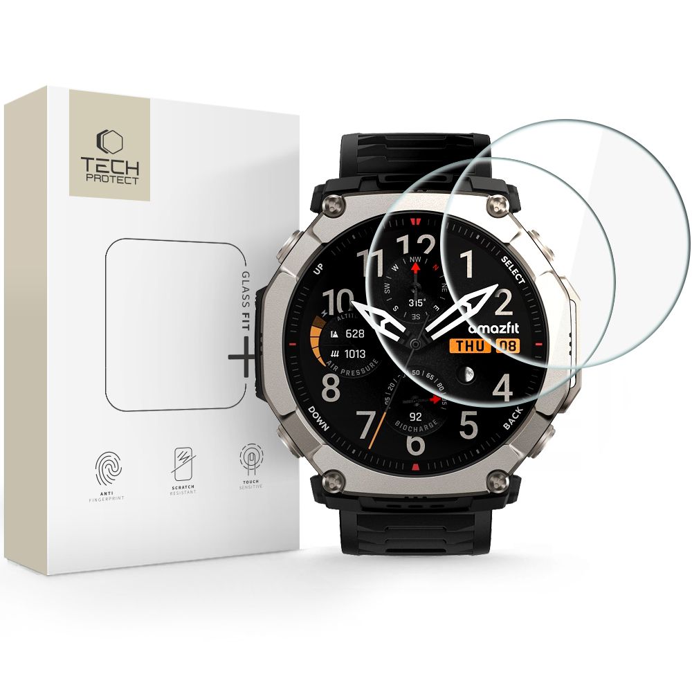 Hærdet Glas Tech Protect Glass Fit+ 2 Pack Amazfit T Rex Ultra 2 Clear