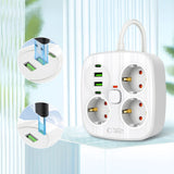 Tech Protect Pcs3 X4 Stødskinne 2 Usb & 2 Type C & 3 Stikkontakter 200 Cm Hvid