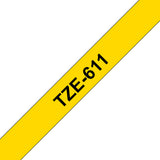 Brother TZE-611 etiketbånd Sort på gul