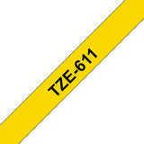 Brother TZE-611 etiketbånd Sort på gul