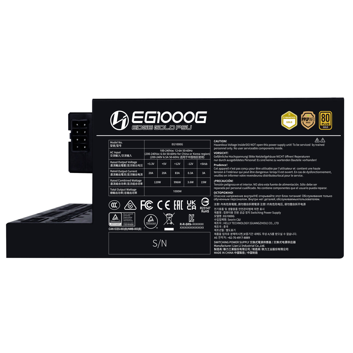 Lian Li EG1000G enhed til strømforsyning 1000 W 24-pin ATX SFX Sort