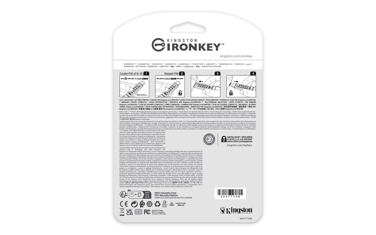 Kingston Technology IronKey 128GB USB-C Keypad 200C, FIPS 140-3 Lvl 3 AES-256