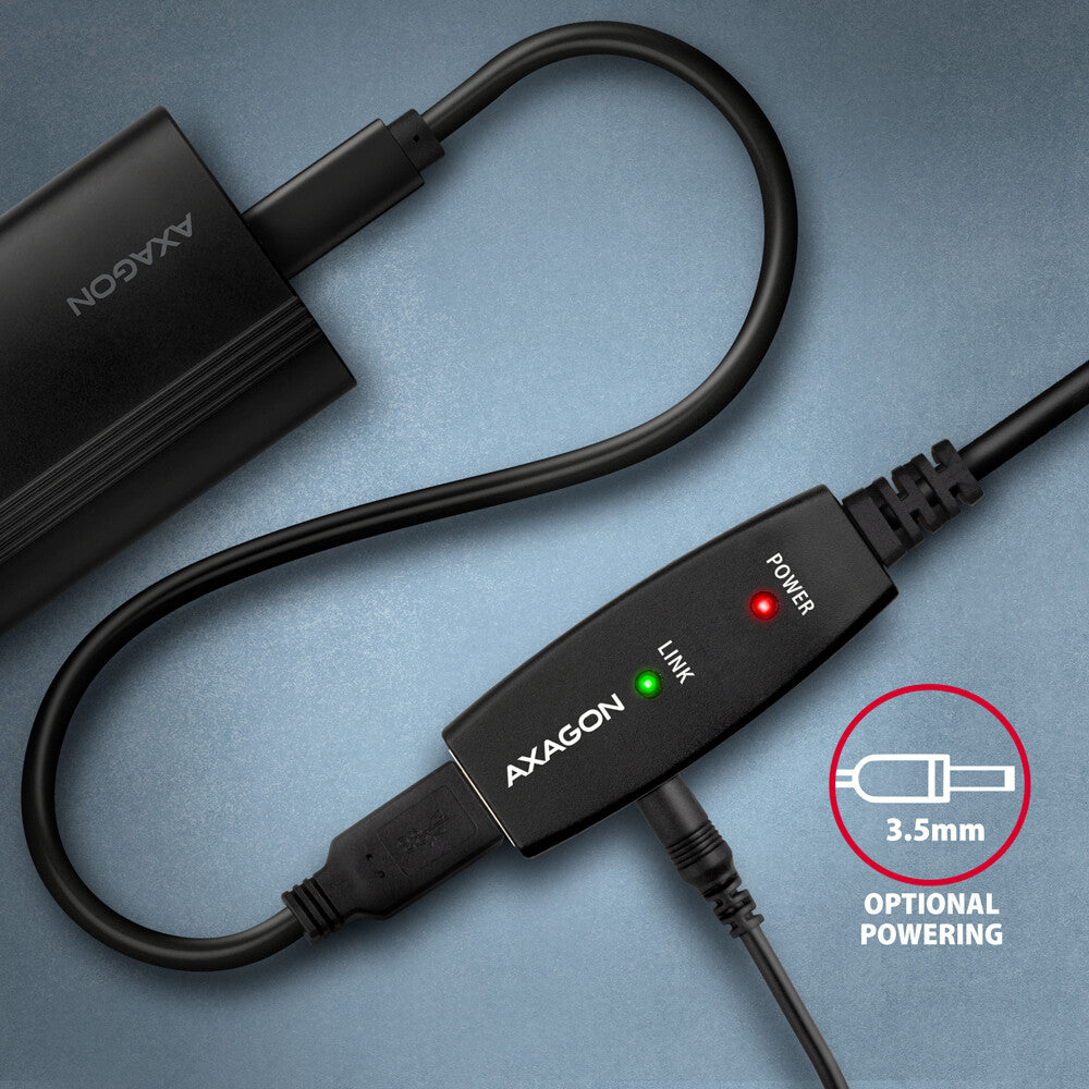 Axagon ADR-215 USB 2.0 A-M -> A-F active extension/repeater cable 15m - Kabel - Digital/Daten USB-kabel USB A 0,48 Gbit/sek. Sort