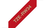 Brother TZE-RW34 etiketbånd Guld på rødt