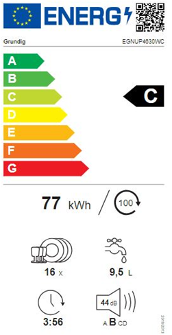 Grundig EGNUP4630WC MED 4 ÅRS GARANTI Opvaskemaskine til indbygning