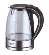 Adler AD 1225 elkedel 1,7 L 2000 W Sort, Rustfrit stål, Transparent