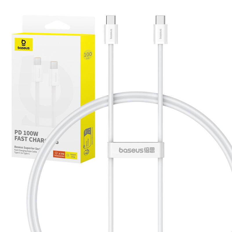 Kabel szybkiego ładowania USB-C til USB-C Baseus Superior 2 100W 1m (hvid)
