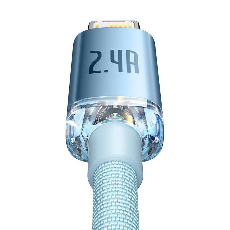 USB-kabel til iP Baseus Crystal Shine, 2.4A, 1.2m (niebieski)