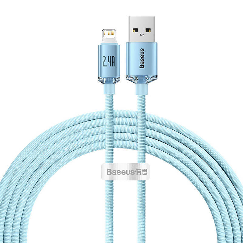 USB-kabel til iP Baseus Crystal Shine, 2.4A, 2m (niebieski)