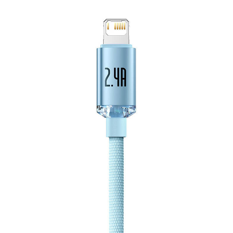 USB-kabel til iP Baseus Crystal Shine, 2.4A, 2m (niebieski)