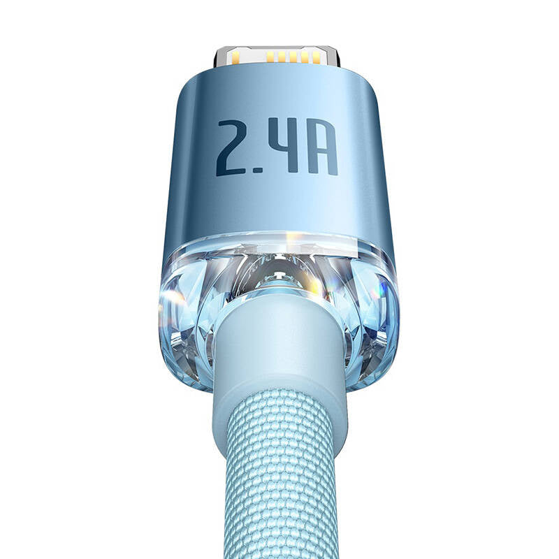 USB-kabel til iP Baseus Crystal Shine, 2.4A, 2m (niebieski)