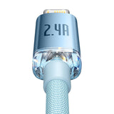 USB-kabel til iP Baseus Crystal Shine, 2.4A, 2m (niebieski)