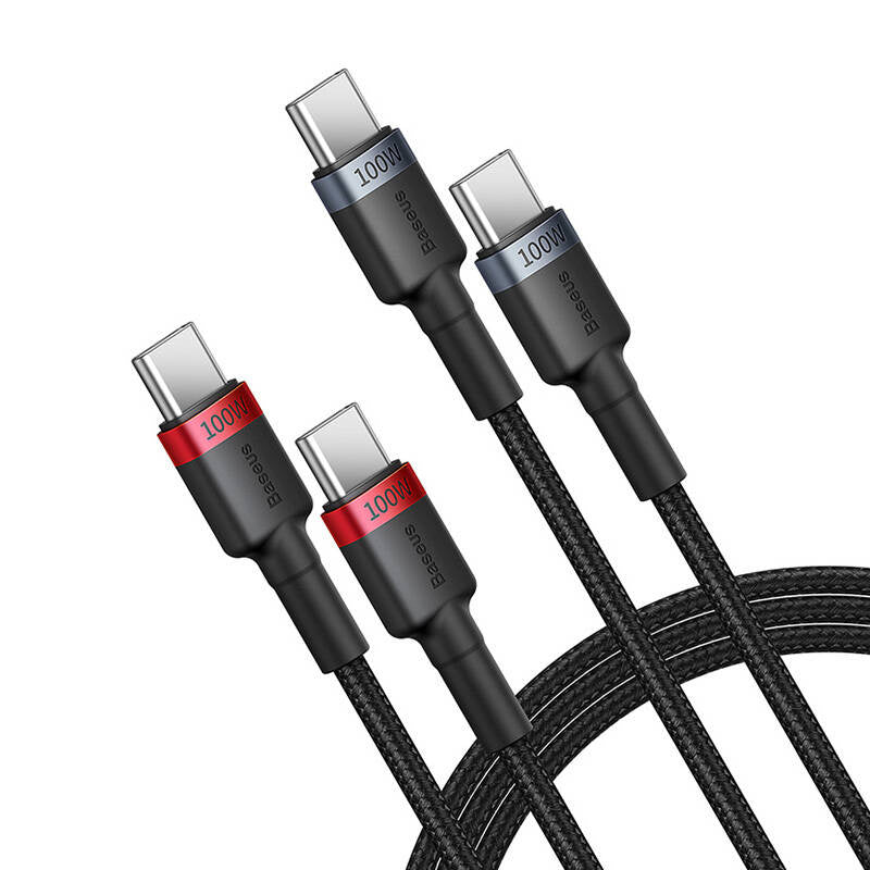 Cable Baseus Cafule USB-C til USB-C 100W,1m, 2psc (rød sort, grå sort)