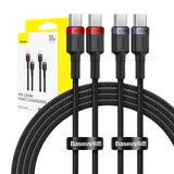Cable Baseus Cafule USB-C til USB-C 100W,2m, 2psc (rød sort, grå sort)