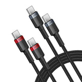 Cable Baseus Cafule USB-C til USB-C 100W,2m, 2psc (rød sort, grå sort)