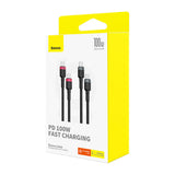 Cable Baseus Cafule USB-C til USB-C 100W,2m, 2psc (rød sort, grå sort)