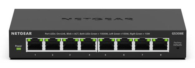 NETGEAR GS308E Administreret L2/L3 Gigabit Ethernet (10/100/1000) Sort