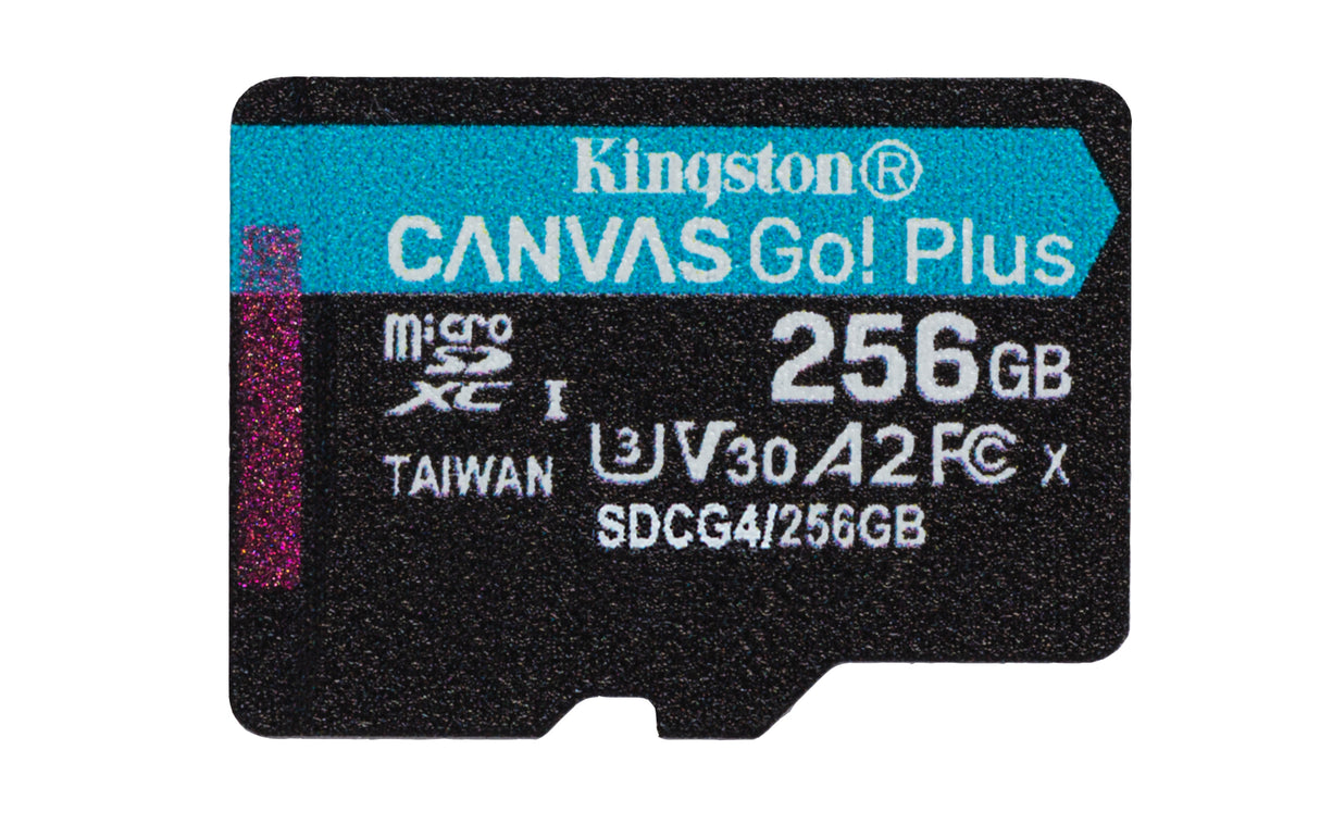 Kingston Technology 256 GB microSDXC Canvas Go! Plus Gen4 200 MB/s A2 U3 V30-kort + adapter