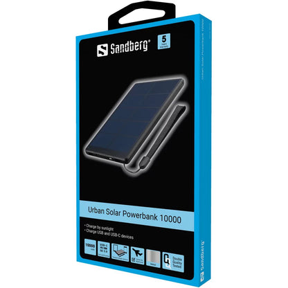 10.000 mAh Urban Solar PowerBank, sort