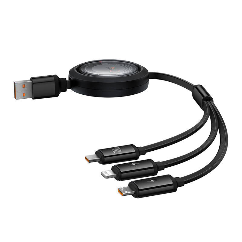 3-i-1 Baseus Free2Draw USB til M+L+C 100W kabel, 1,1 m (sort)