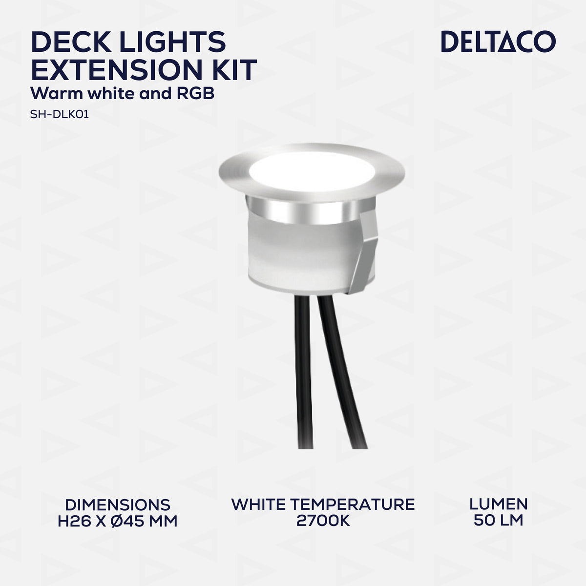 Deltaco SH-DLK01, Terrasselys, 0.7 W, 16 millioner farver/varmt hvidt lys, sølv (pakke med 10)