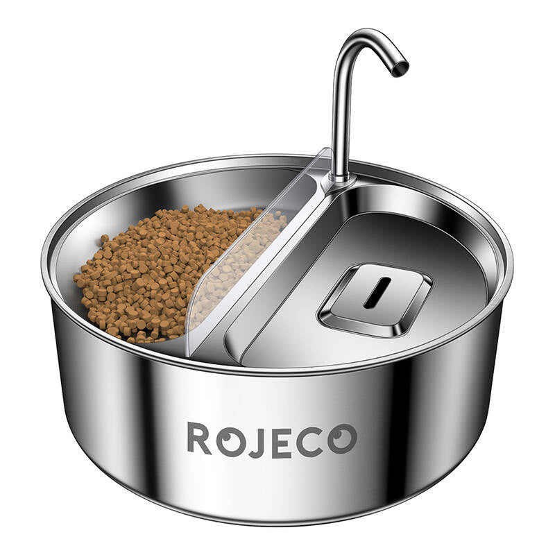 Rustfrit stål Pet vandfontæne & Feeder 2in1 3.2l Rojeco
