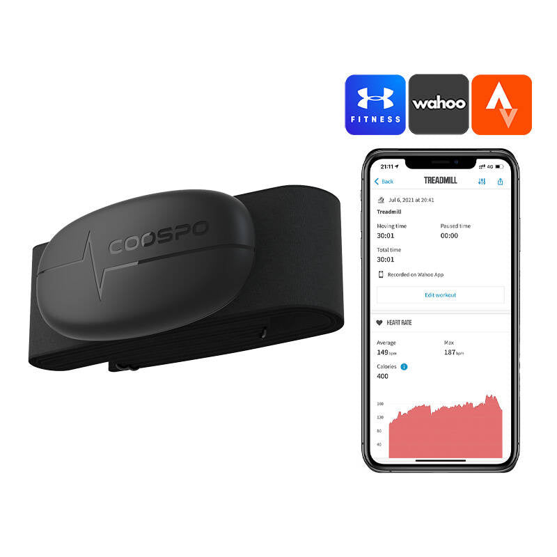 Coospo H6 kompatibel med Strava, wahooo, mapmyfitness osv.