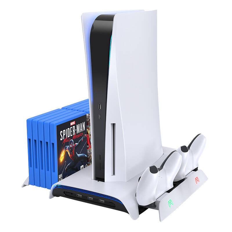 PS5 kølestation og dual controller oplader Kiwi Home PB01 hvid