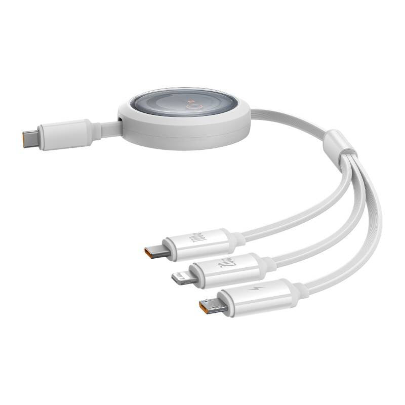 Hurtig opladningskabel 3in1 Baseus Free2Draw USB-C til USB-C/Lightning/Micro 100W, 1,1m (hvid)