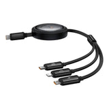 Hurtig opladningskabel 3in1 Baseus Free2Draw USB-C til USB-C/Lightning/Micro 100W, 1,1m (sort)