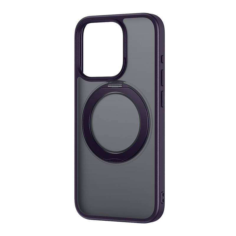 Telefonkasse Baseus SkyRing Magnetisk med stand til iP 14 Pro Max + hærdet glas og rengøringsset (lila)