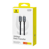 Hurtig opladningskabel Baseus Crystal Shine USB-C til USB-C 100W, 1,5m, 20Gb (sort)