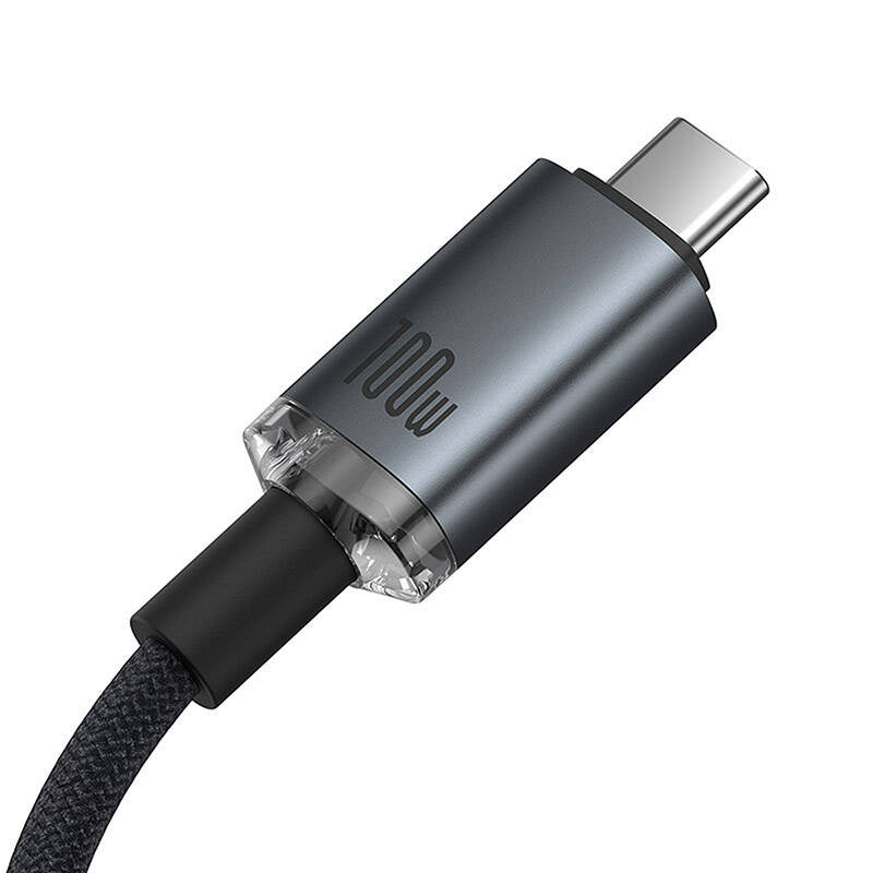 Hurtig opladningskabel Baseus Crystal Shine USB-C til USB-C 100W, 1,5m, 20Gb (sort)