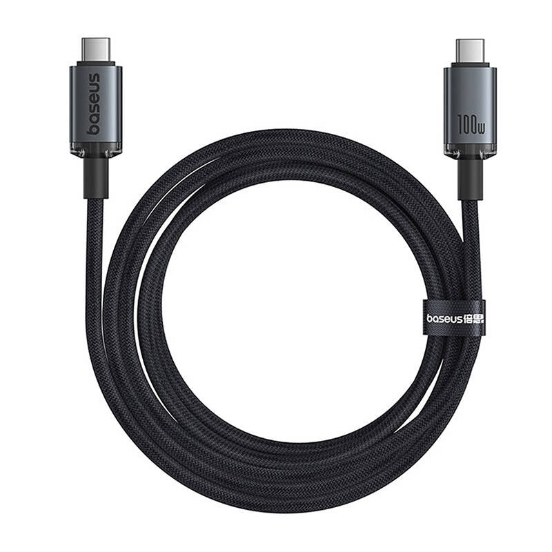Hurtig opladningskabel Baseus Crystal Shine USB-C til USB-C 100W, 1,5m, 20Gb (sort)