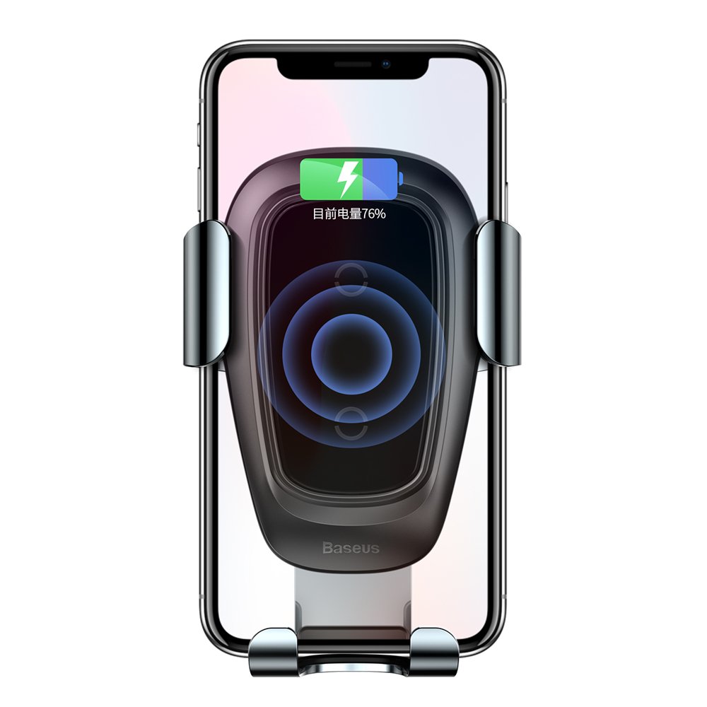 Baseus Metal Gravity Wireless Charger Car Mount Phone Bracket Air Vent Holder Qi Charger black (WXYL-B0A)