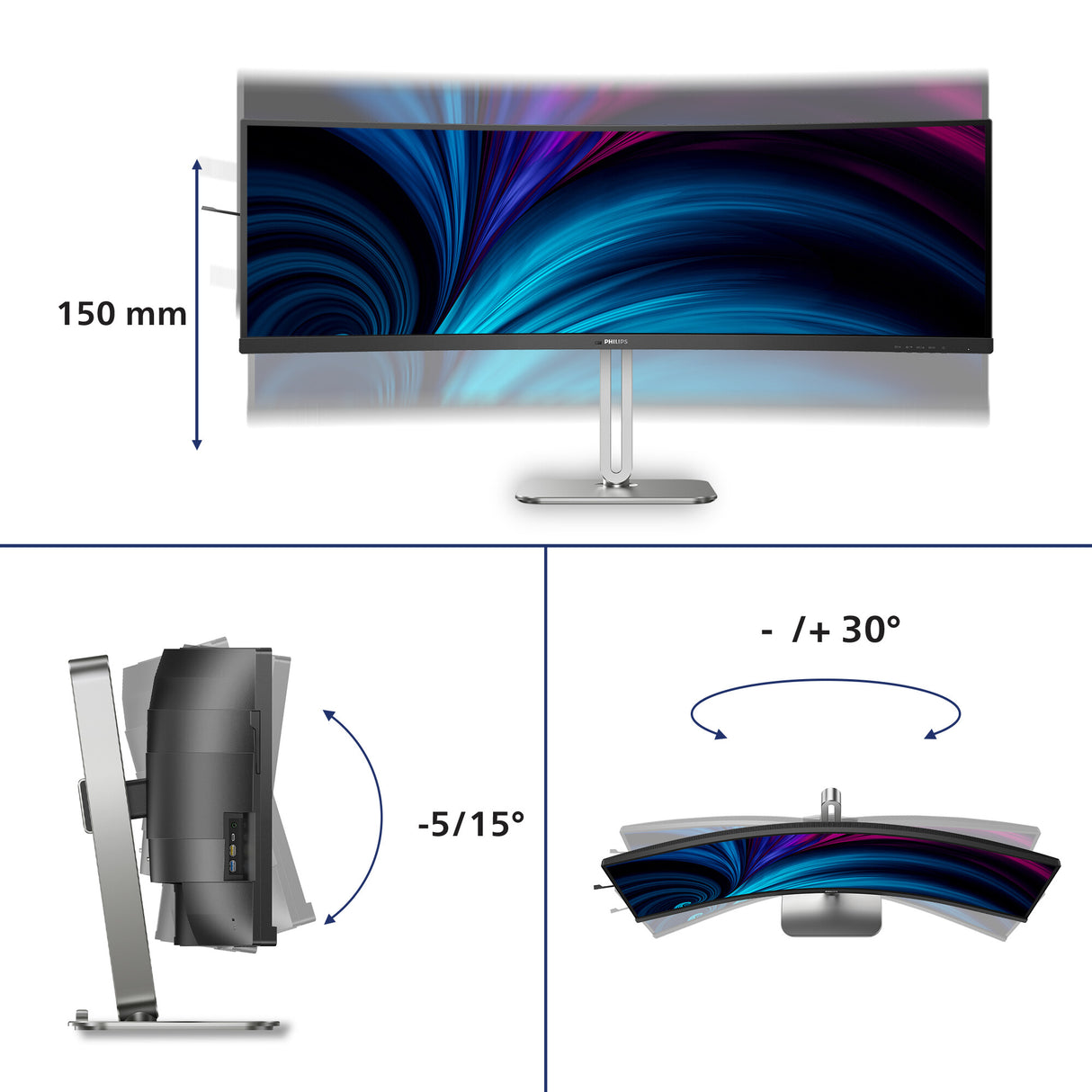 Philips 5000 series 49B2U5900C/00 computerskærm 124 cm (48.8") 5120 x 1440 pixel Dual QHD LCD Sort