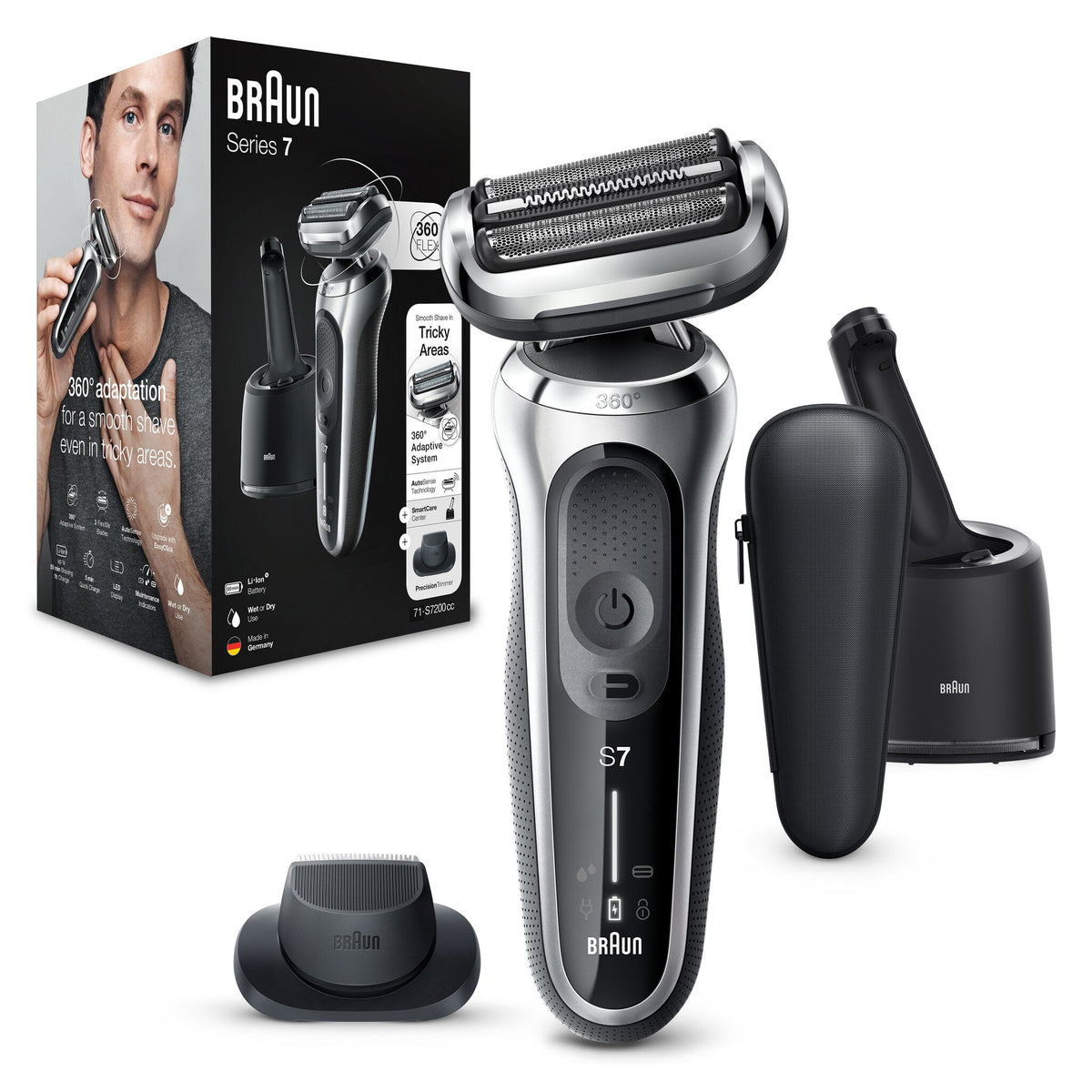 Braun Series 7 71-S7200cc Barbermaskine Sort Sølv